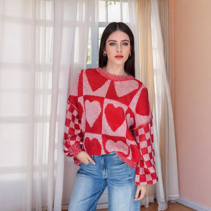 Pull en tricot à motifs de cœur pour femmes Chic und Stil