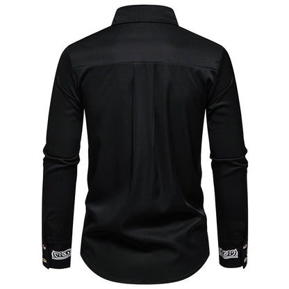 Chemise à manches longues élégante pour hommes avec un motif de col accrocheur Chic und Stil