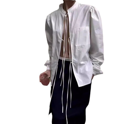 Blouse moderne pour femme avec cordon de serrage et manches bouffantes Chic und Stil