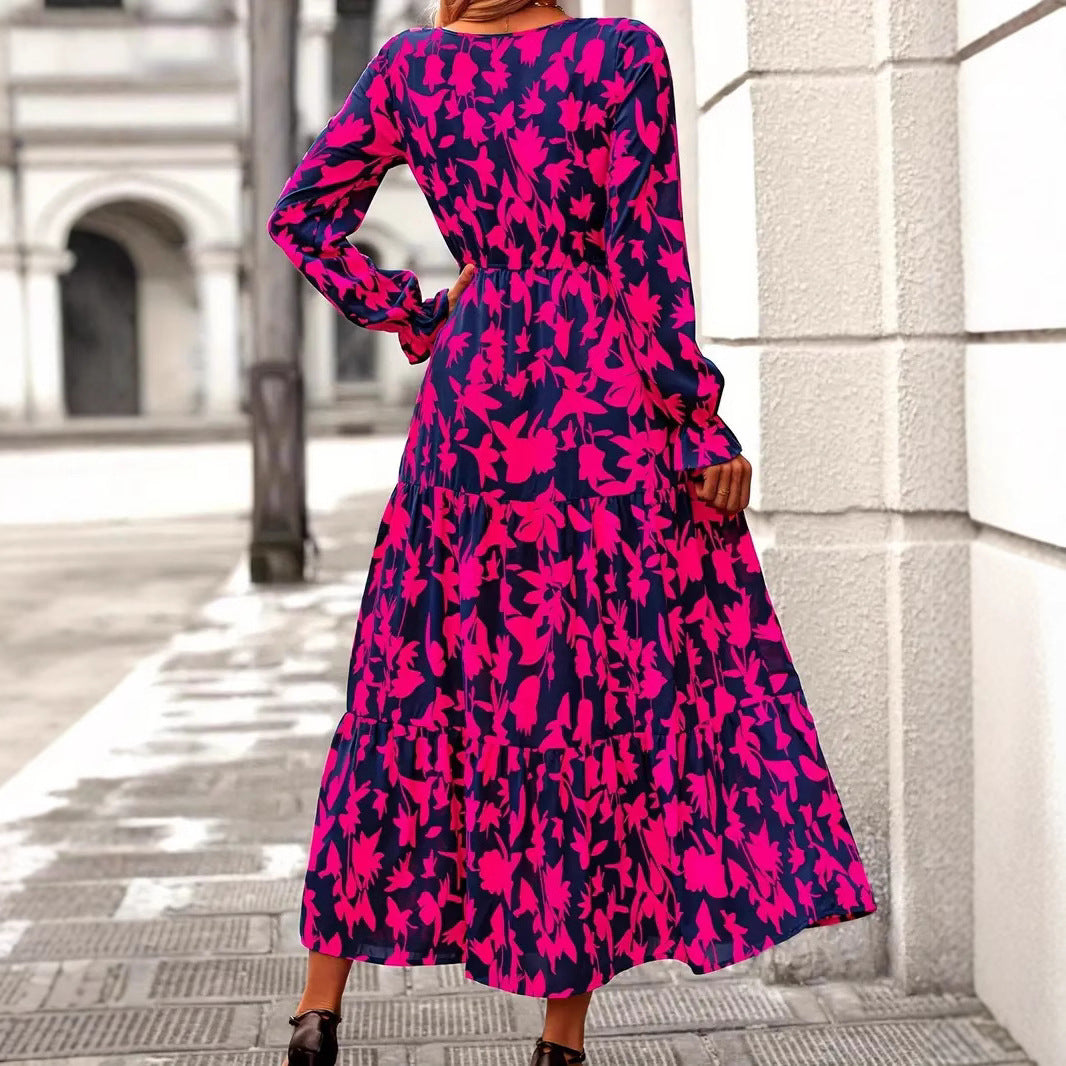 Robe maxi femme avec décolleté en V et manches volumineuses Chic und Stil