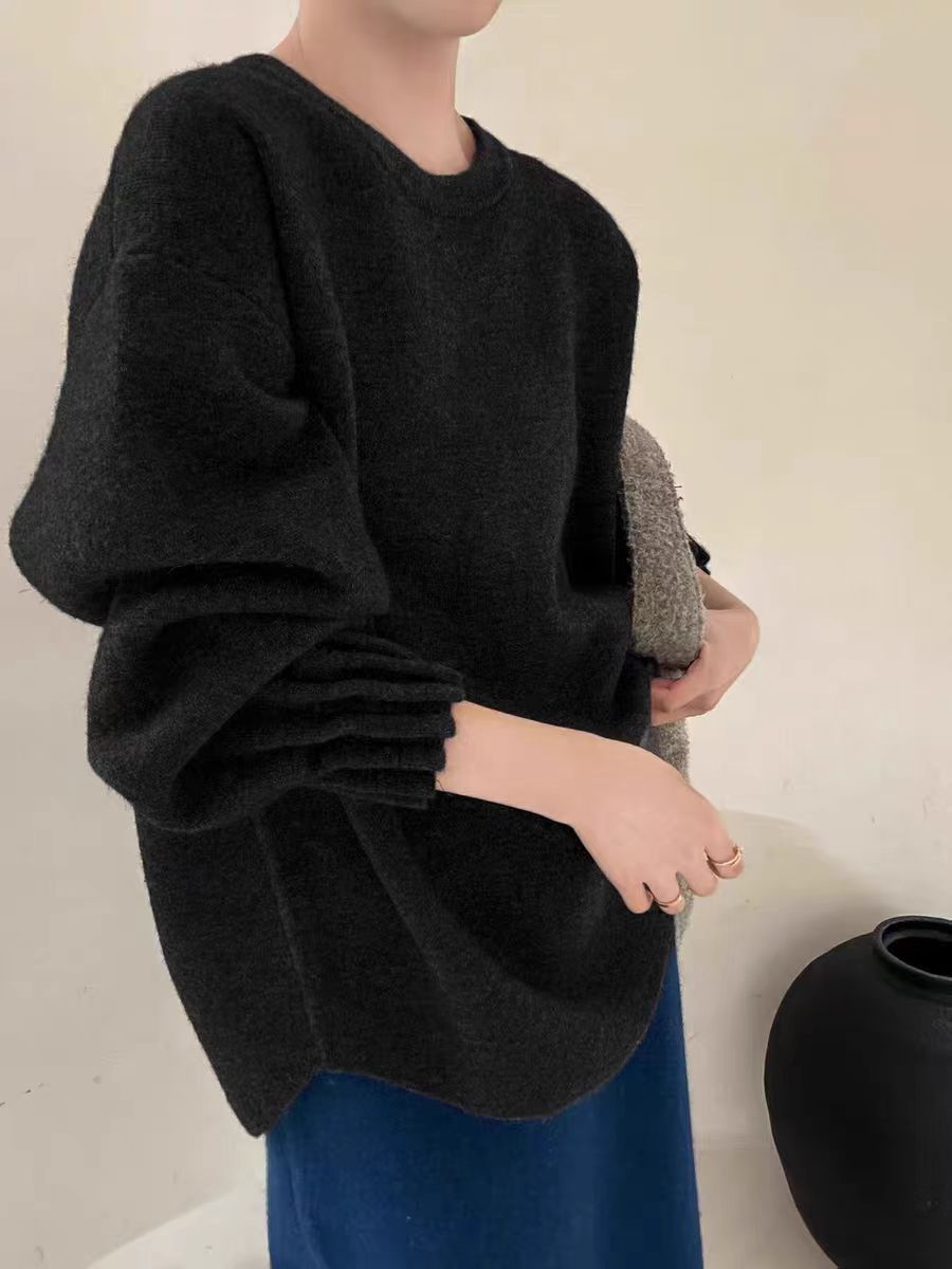 Pull décontracté pour femmes avec design de manches texturées enroulées Chic und Stil