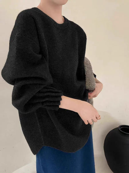 Pull décontracté pour femmes avec design de manches texturées enroulées Chic und Stil