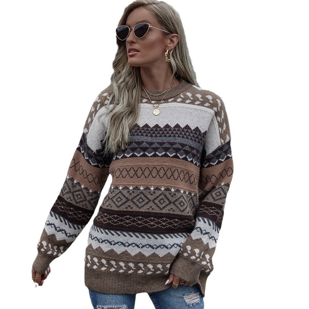 Women's chunky knit sweater with geometric pattern Chic und Stil