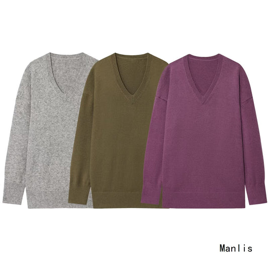 Pull en viscose pour femmes avec décolleté en V et coupe décontractée Chic und Stil