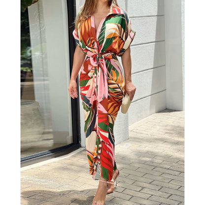 Robe maxi à nouer à l'avant avec imprimé floral Chic und Stil