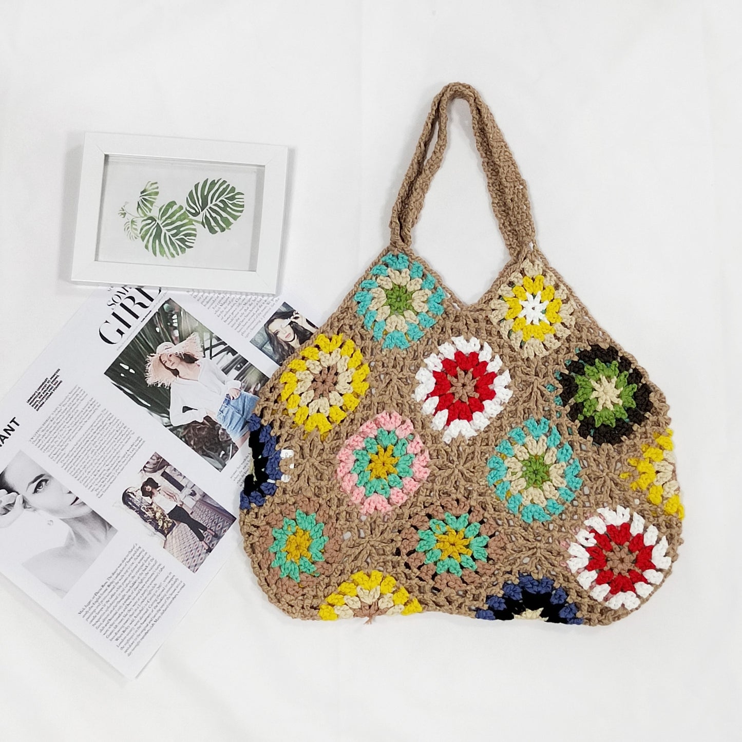 Dames Crochet Grand-Mère Carré Sac de Transport Chic und Stil