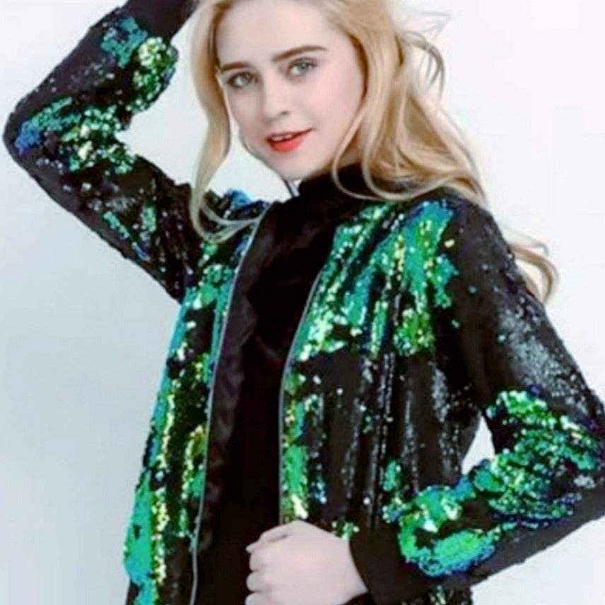 Dames Bling Bomber Jacket Chic und Stil