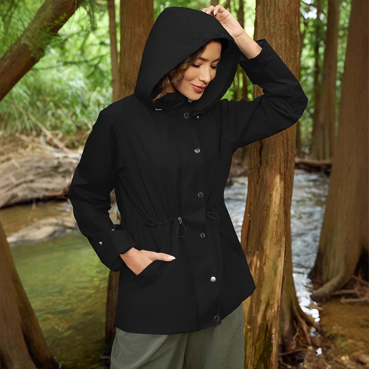 Functional practical jacket for women with adjustable waist and hood Chic and Style
