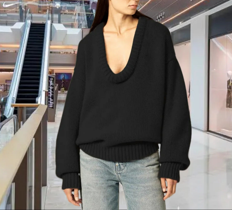 Pull en tricot pour femmes avec décolleté en V et coupe décontractée Chic und Stil