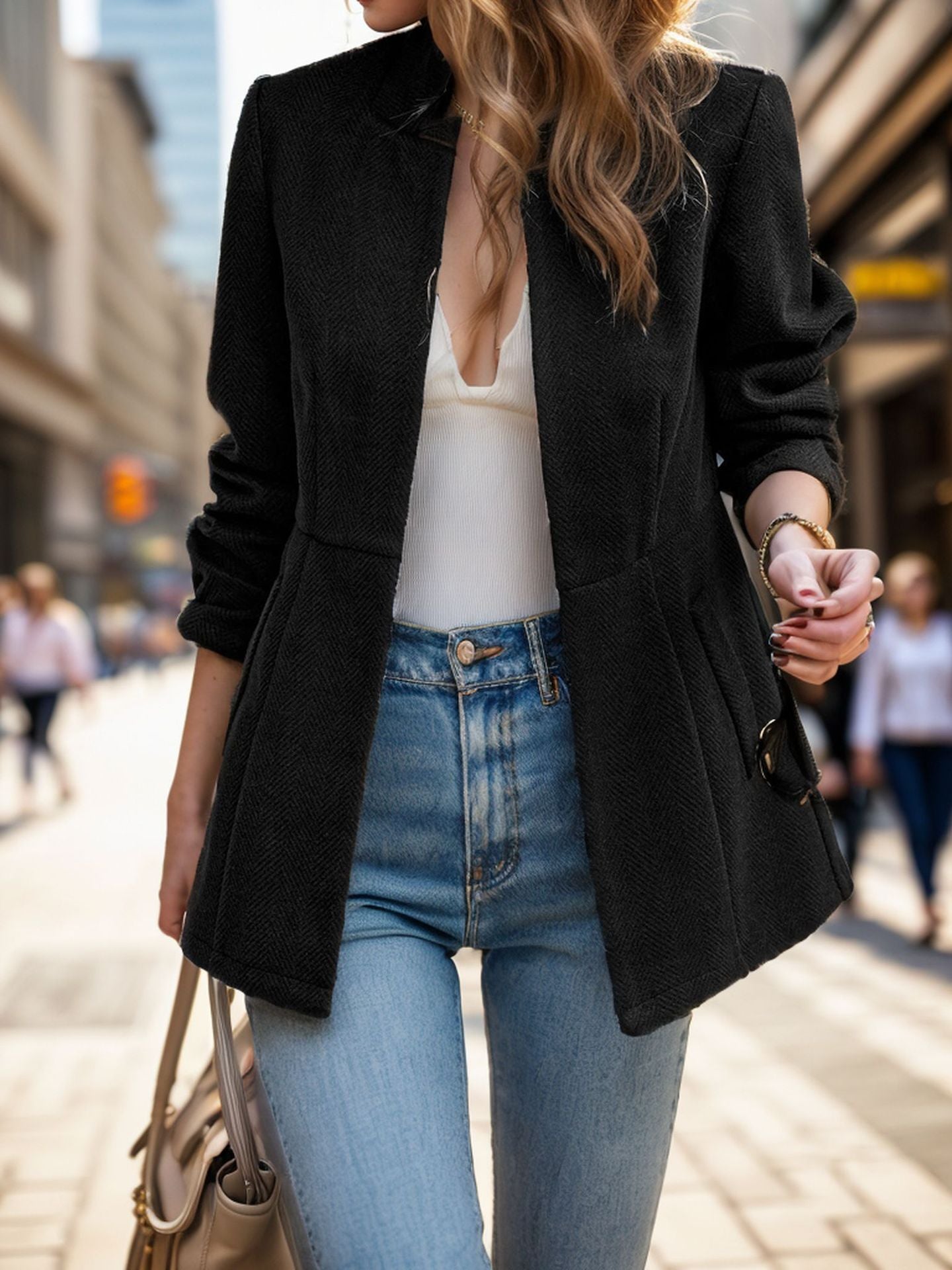 Blazer élégant pour femmes avec structure alvéolée et coupe cintrée Chic und Stil