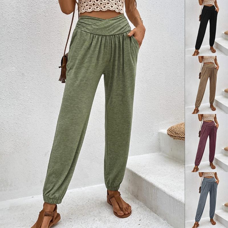 Chic and Style high-waisted elegant leisure pants for women with side pockets