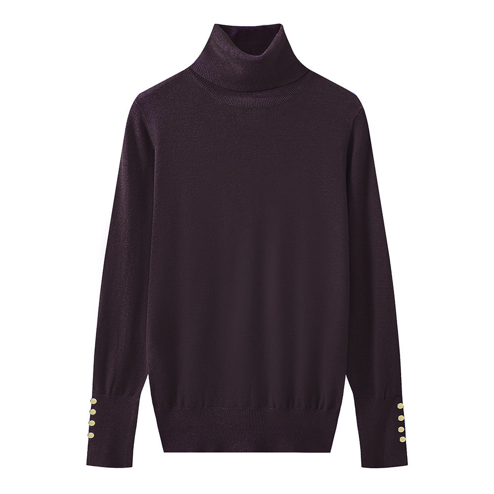 Pull à col roulé pour dames avec des détails de boutons élégants Chic und Stil