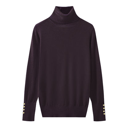 Pull à col roulé pour dames avec des détails de boutons élégants Chic und Stil