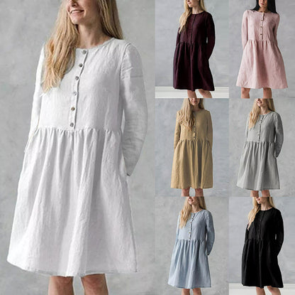 Robe décontractée pour femmes avec fermeture à boutons et jupe volumineuse Chic und Stil