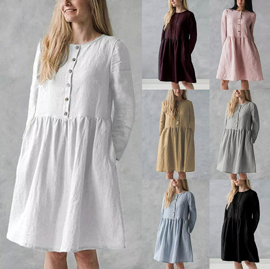 Robe décontractée pour femmes avec fermeture à boutons et jupe volumineuse Chic und Stil