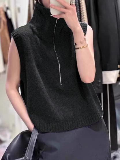 Pull en knit pour femmes avec col montant et fermeture éclair Chic und Stil