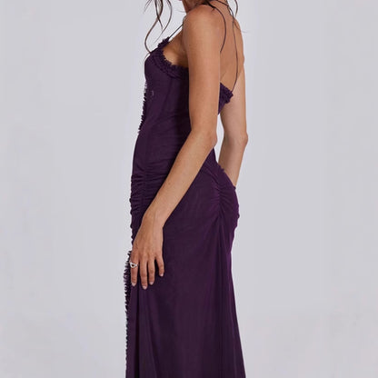 Robe maxi séduisante pour femmes avec décolleté en V profond et détails volants Chic und Stil