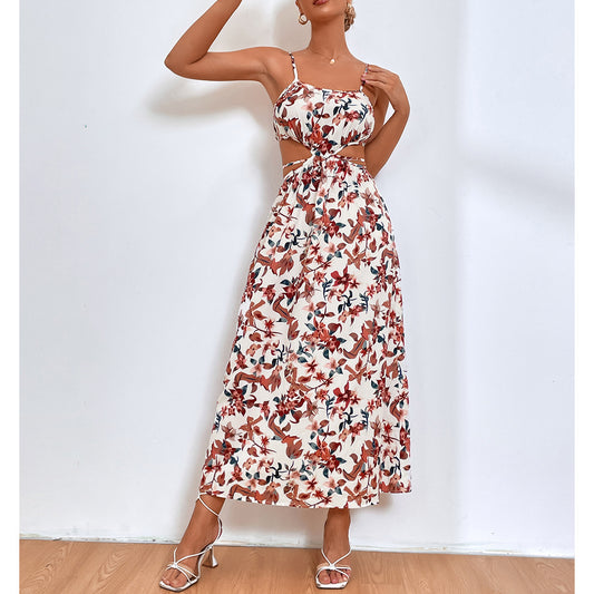 Robe maxi pour femmes avec motif floral et découpe espiègle Chic und Stil