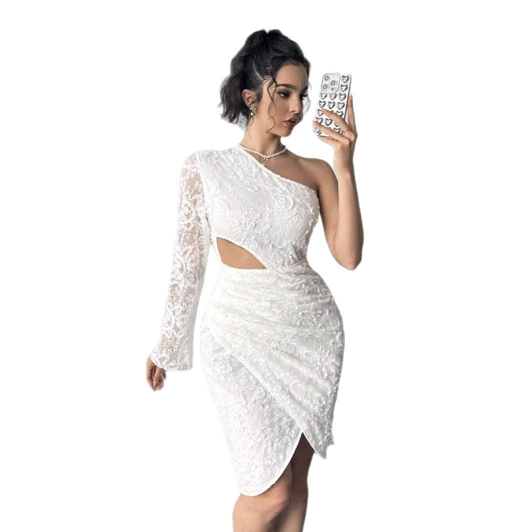 Robe de cocktail asymétrique en dentelle pour femmes Chic und Stil