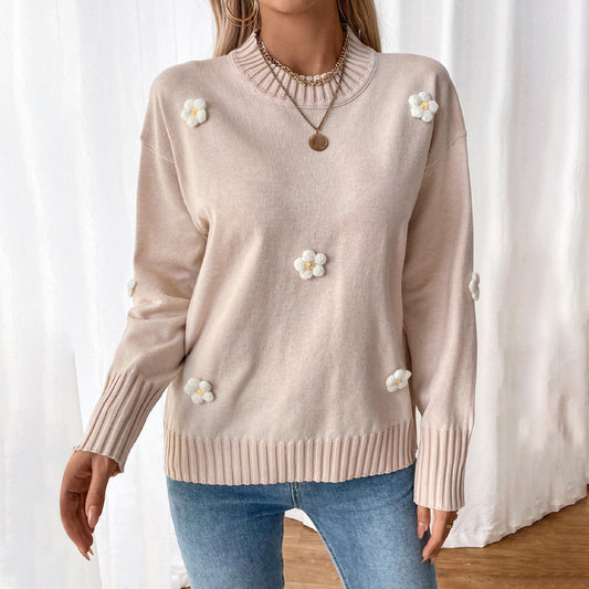 Pull en tricot pour femmes avec appliqués floraux Chic und Stil
