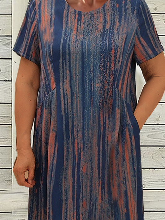 Robe maxi décontractée pour femmes avec un motif rayé innovant et des poches latérales pratiques Chic und Stil