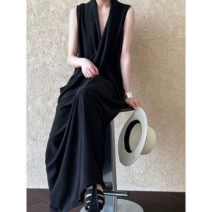 Robe maxi sans manches drapée pour femmes Chic und Stil