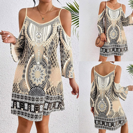 Robe mini à épaules dénudées bohémienne Chic und Stil
