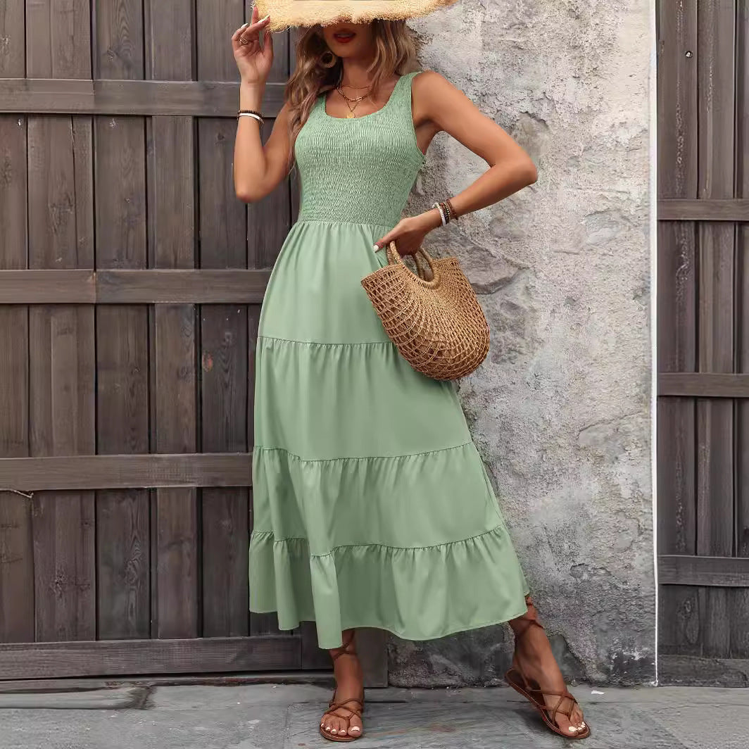 Robe maxi femme avec des détails en volants et un haut élastique Chic und Stil