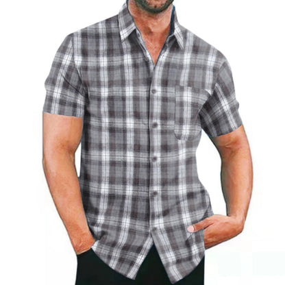 Chemise à carreaux à manches courtes pour hommes avec poches et coupe tendance Chic und Stil