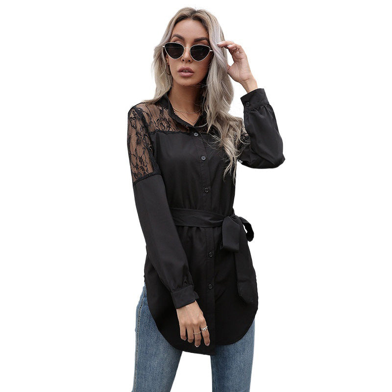 Robe chemise femme avec épaules en dentelle Chic und Stil