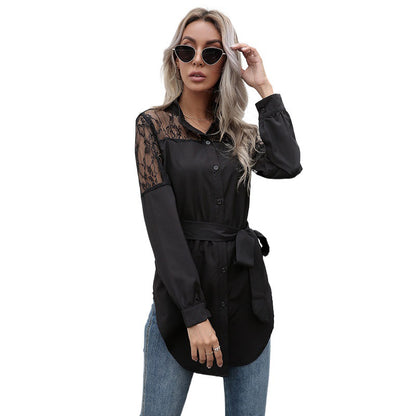Robe chemise femme avec épaules en dentelle Chic und Stil