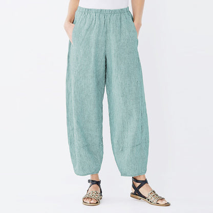 Pantalon aérien à taille haute rayé pour dames Chic und Stil