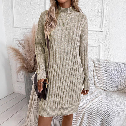 Robe en maille pour femmes avec col montant et motif en côtes texturé Chic und Stil