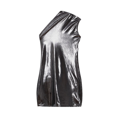 Robe shift asymétrique métallique pour femmes Chic und Stil