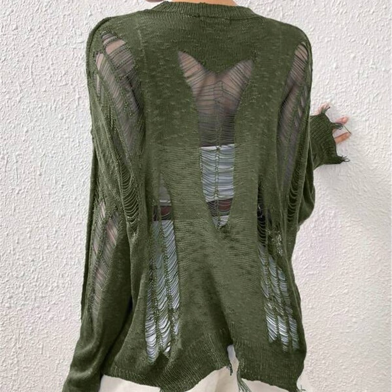 Pull en tricot surdimensionné pour femmes avec des découpes à la mode Chic und Stil