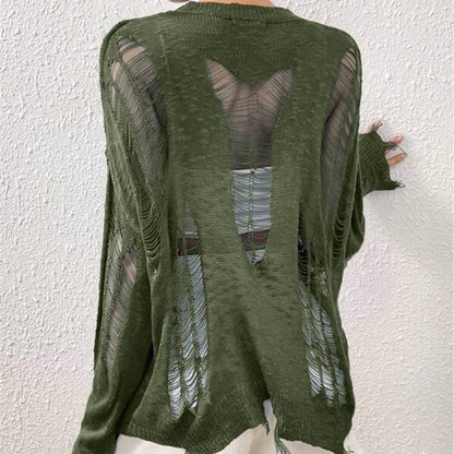 Pull en tricot surdimensionné pour femmes avec des découpes à la mode Chic und Stil