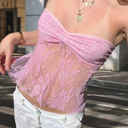 Women’s bandeau bikini top with a delicate lace pattern Chic and Style