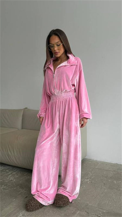 Combinaison en velours luxueuse pour femmes avec col montant Chic und Stil