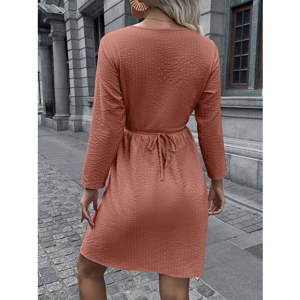 Robe décontractée pour femmes avec ceinture ajustable et manches 3/4 Chic und Stil