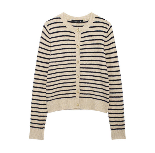 Dames cardigan avec un motif à rayures délicates et des détails de boutons élégants Chic und Stil