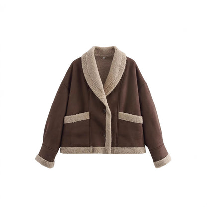 Ladies plush jacket with wool Chic and Style