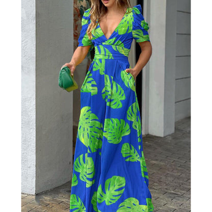 Robe Maxi Imprimée Florale Tropicale Femme Chic und Stil