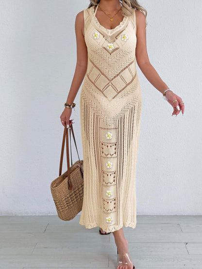 Dames Bohémien Croche Maxi Couvrant Robe Chic und Stil