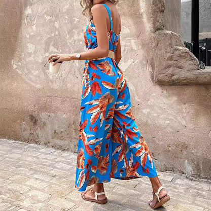 Dames Imprimé Tropical Maxi Combinaison Chic und Stil