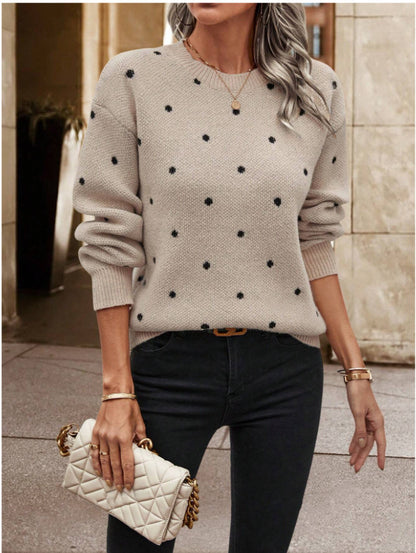 Pull en tricot douillet pour femmes avec un motif à pois tendance Chic und Stil