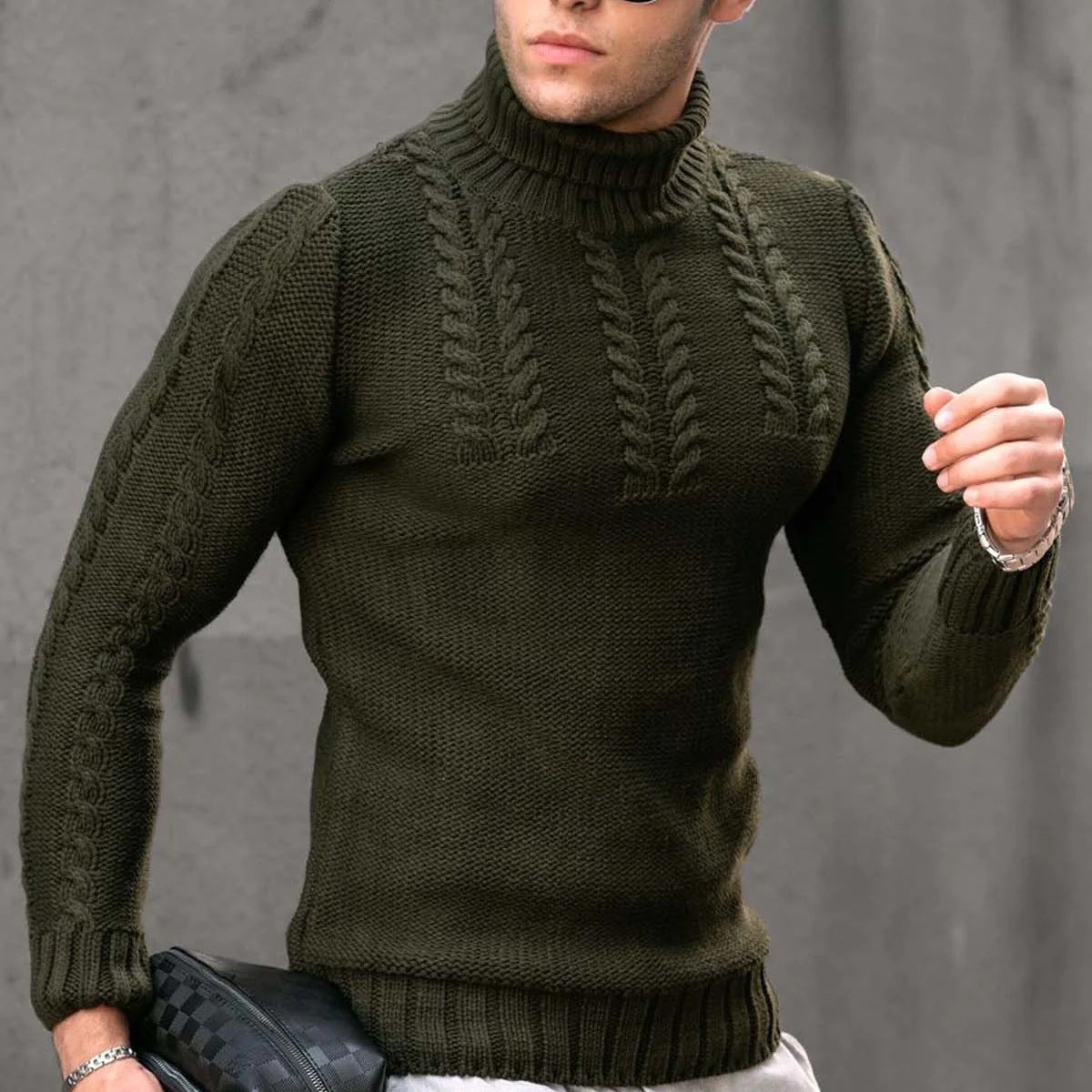 Pull-over en tricot pour hommes avec col montant Chic und Stil