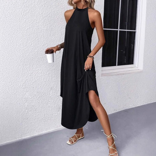 Robe maxi d'été décontractée pour femmes avec un élégant dos nu et des poches pratiques Chic und Stil
