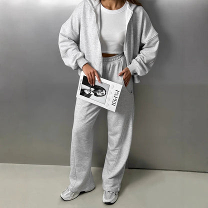 Women Casual Hoodie with Wide Pants Chic and Style