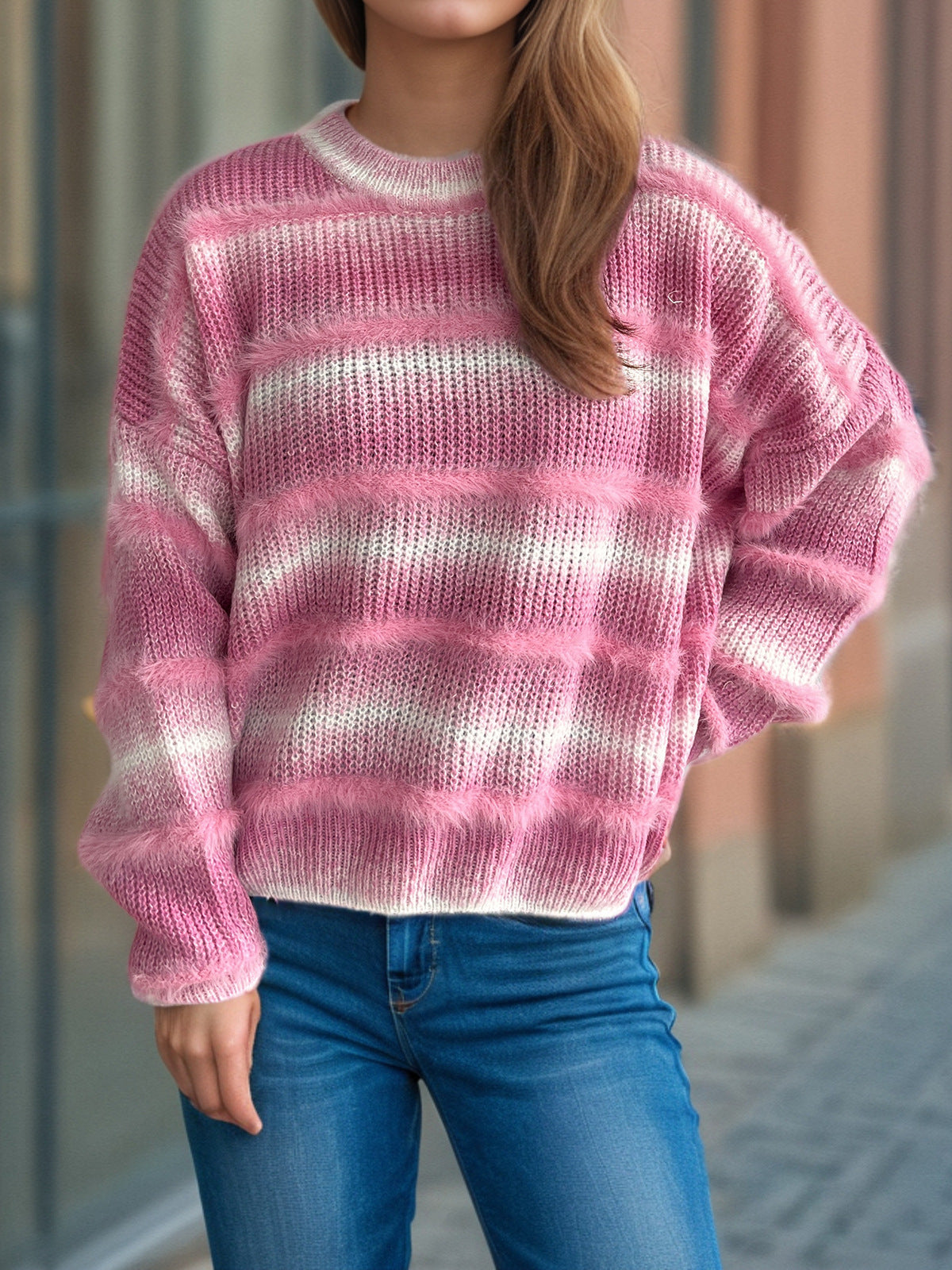 Dames pull-over en tricot douillet avec flair Chic und Stil