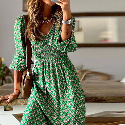 Robe maxi pour femmes avec des manches volumineuses et un cordon élastique à la taille Chic und Stil